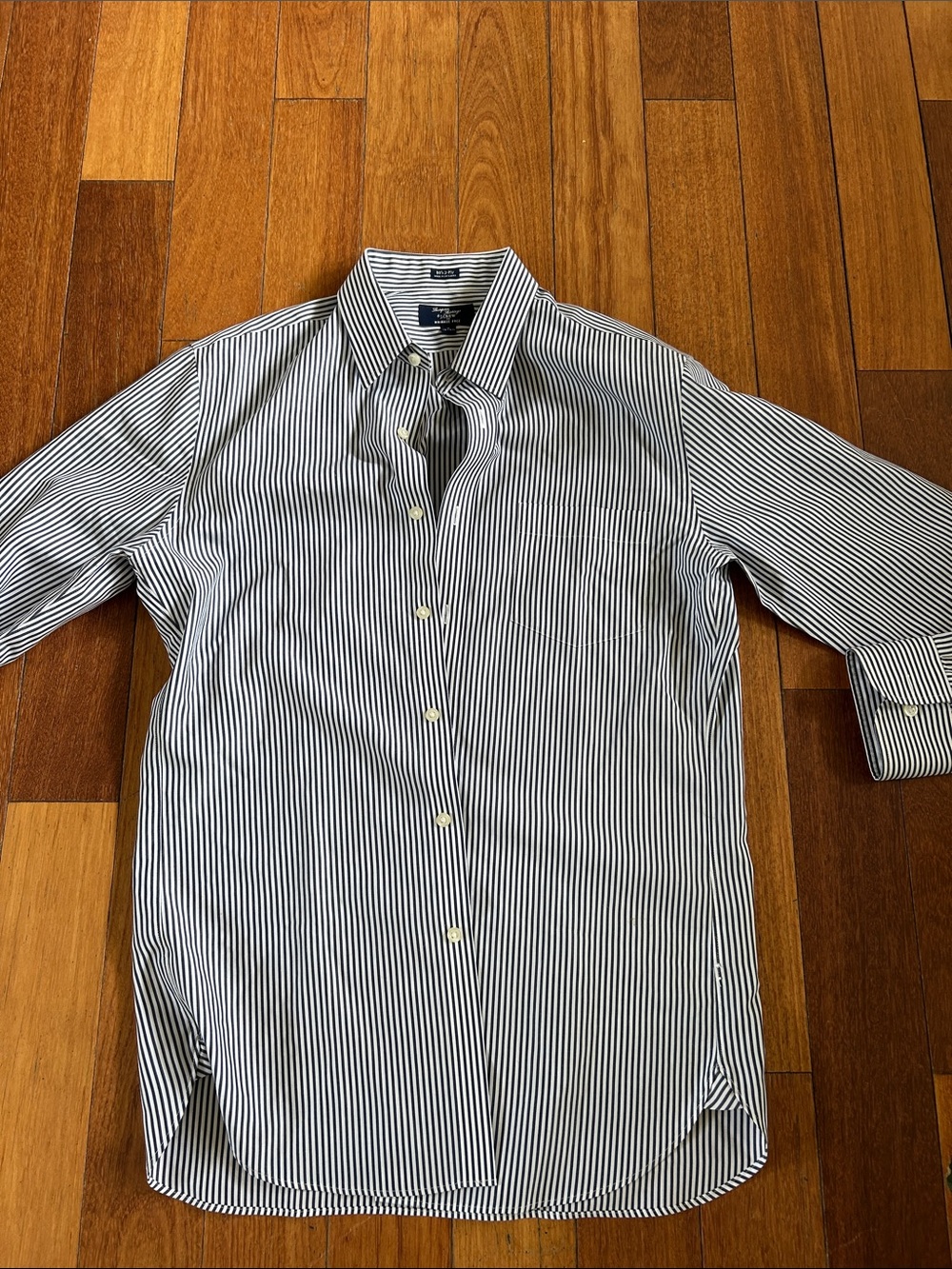 J. Crew Navy and White Vertical Stripe Dress Shirt